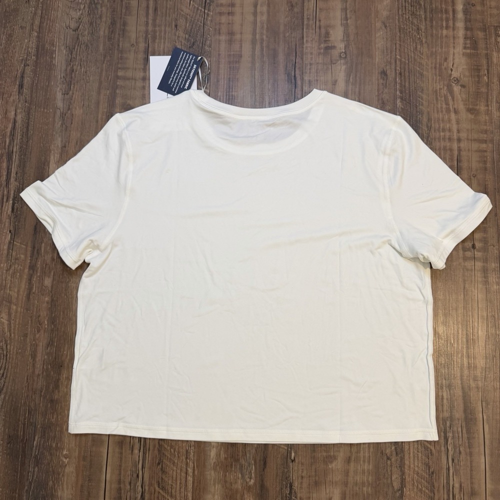 Rhoback Shirt Women's L White Short Sleeve Drift Crop Tee Performance Skyknit - Picture 2 of 7
